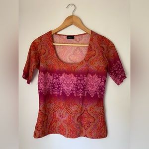 90’s hippie / boho sheer scoop neck top